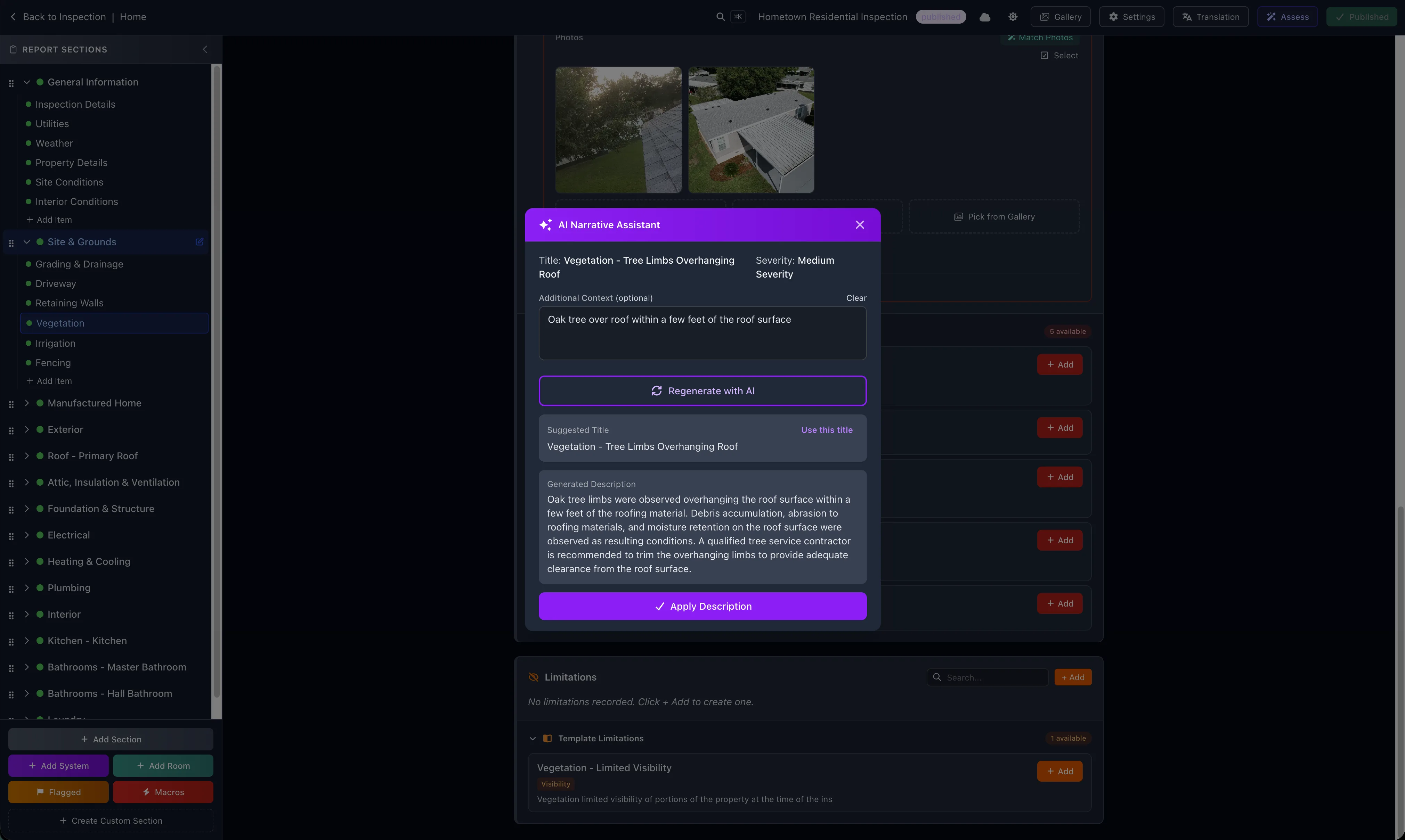 Inspector Studio report editor with Lexi, the AI writing assistant